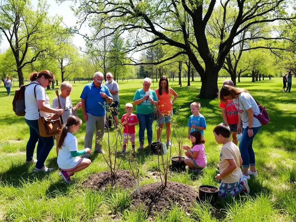A group of volunteers participating in an educational outreach event organized by ASSOCIATION COMMUNALE DE CHASSE AGREEE DE BREZONS, teaching children about wildlife and conservation.